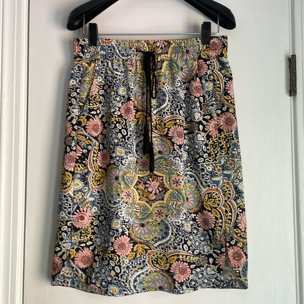 Ann Taylor Loft Tapestry Drawstring Skirt XS